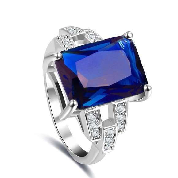 New Women’s 925 Silver Beautiful Sapphire Ring - Picture 4 of 6